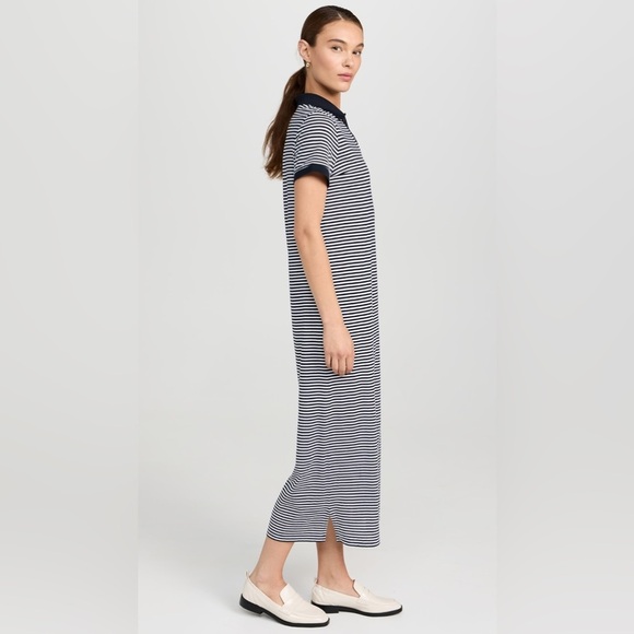 NWT Theory Navy and White Stripe Pima Cotton Midi Women's Dress Size Medium - Picture 3 of 12